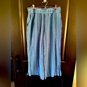 Indigo Rein Short Pants Blue Striped Linen Blend Size Large